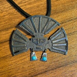 Oswaldo Guayasamín Ecuadorian
Vintage Sterling Silver 900 Turquoise Pendant Pin